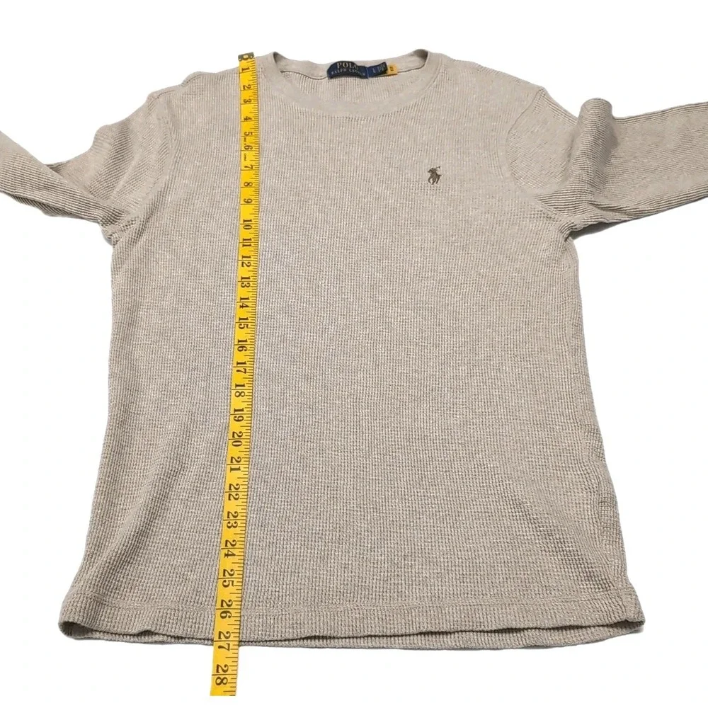 Polo‎ Ralph Lauren Thermal Waffle Knit Crew Neck Shirt Mens L Beige Long Sleeve